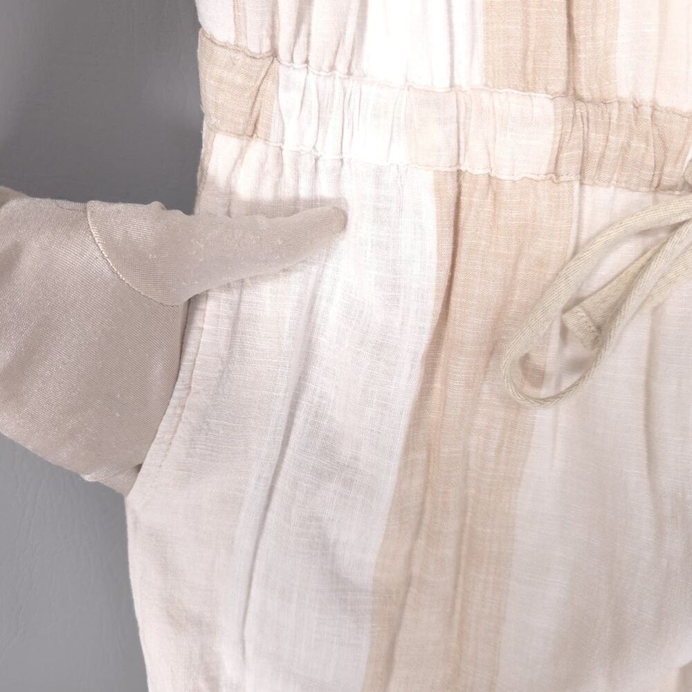 SPLENDID Women's Jumpsuit Linen Blend SMALL Beige Stripe‎ Wide Leg RS2R091 - Picture 10 of 11